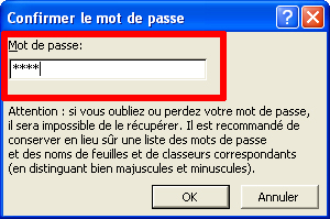 Excel Confirmation Mot de Passe